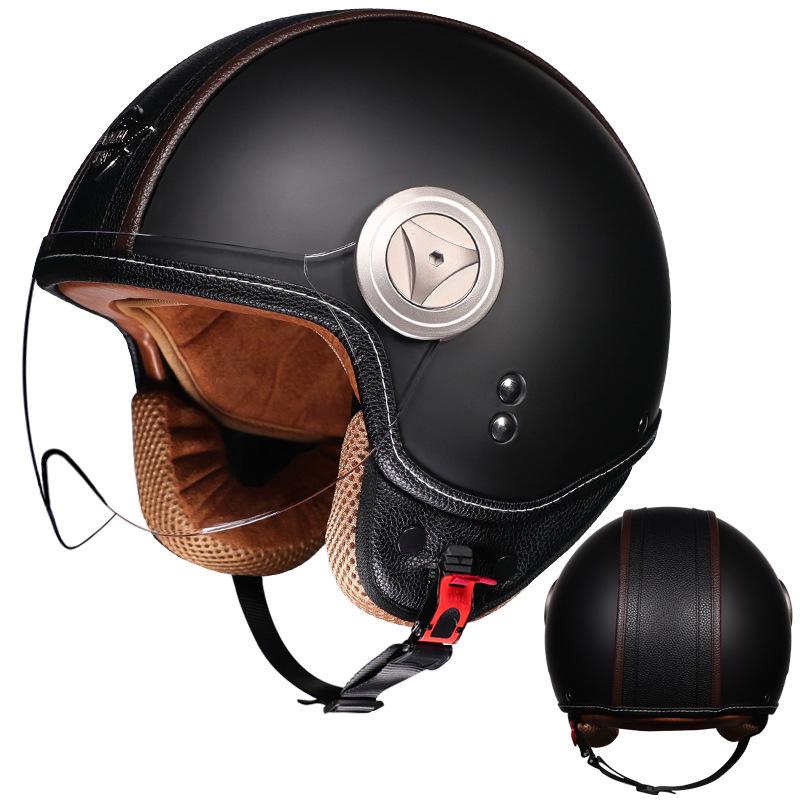 Retro 3/4 Motorcycle Helmet with Leather Lining for All Seasons - Unisex M
Retro 3/4 Motorcycle Helmet with Leather Lining for All Seasons - Unisex M