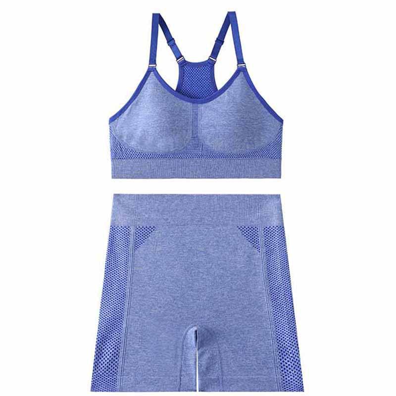 Seamless Cross-border Yoga Set: Solid Color Racerback and Mesh Design Sportswear with Shorts One Size синій
Seamless Cross-border Yoga Set: Solid Color Racerback and Mesh Design Sportswear with Shorts One Size синій