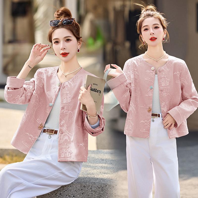 Женская вышитая куртка с круглым вырезом, весна 2025 - Высококлассный китайский национальный стиль, YE6351 L 110-120 lbs розовый
Женская вышитая куртка с круглым вырезом, весна 2025 - Высококлассный китайский национальный стиль, YE6351 L 110-120 lbs розовый