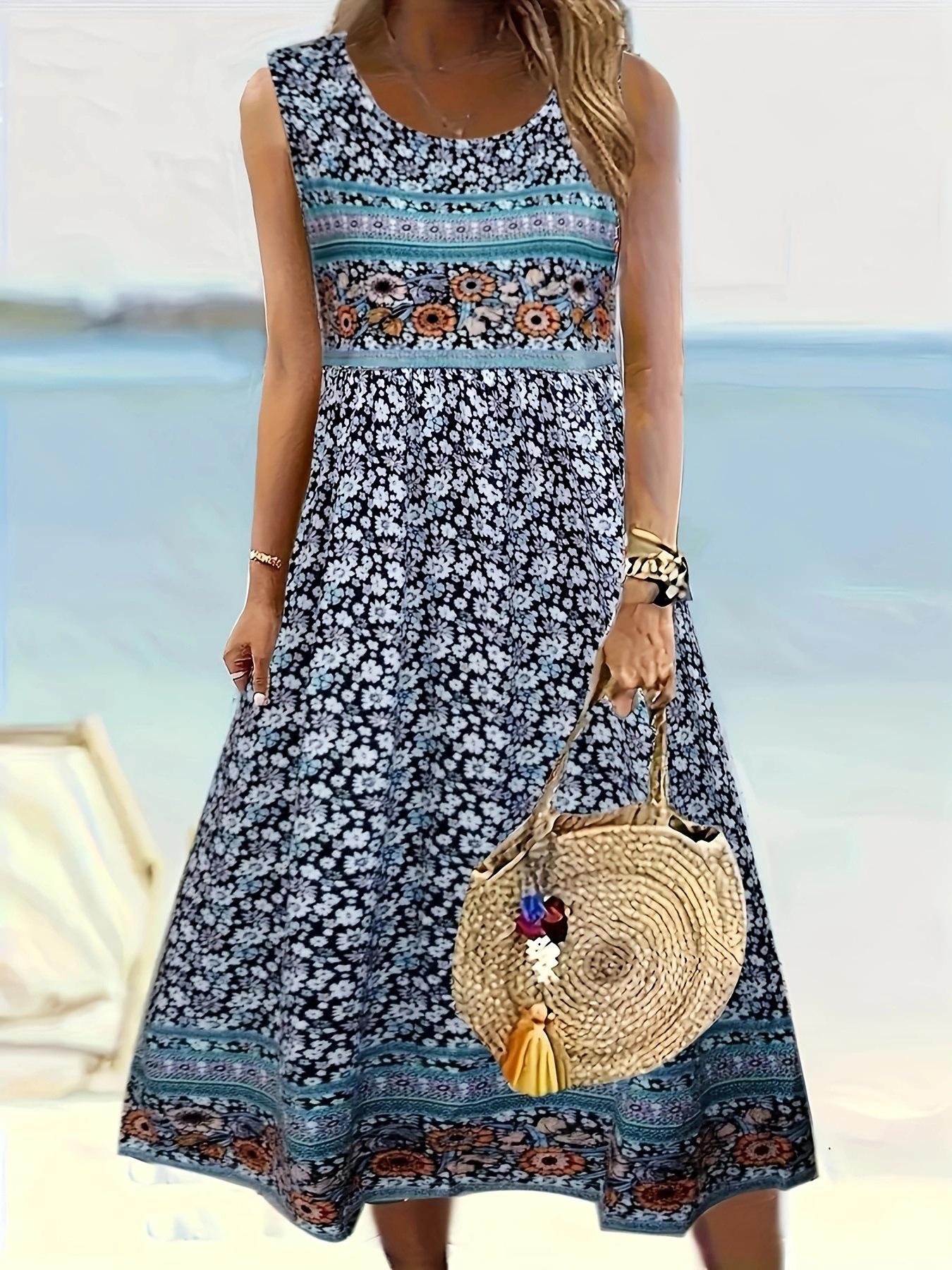 Sleeveless Plus Size Women s Mid-Length Summer Dress with Round Neck & Cross-Border Print - European American Style 2025 5XL синий
Sleeveless Plus Size Women s Mid-Length Summer Dress with Round Neck & Cross-Border Print - European American Style 2025 5XL синий