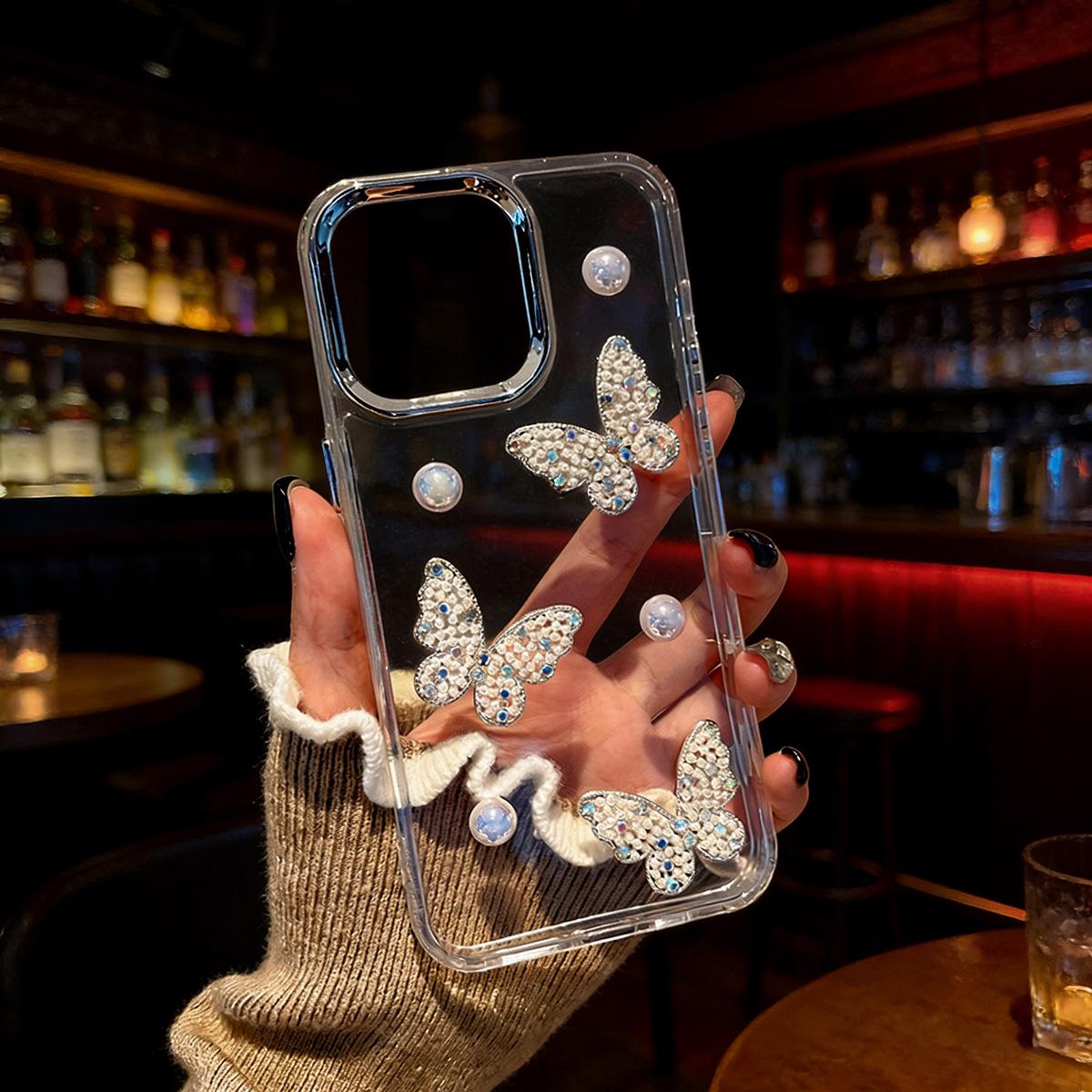 Electroplated Pearl Butterfly Case for iPhone 15/14/13, Transparent with Frame, Fits 17 Pro Max iPhone 17
Electroplated Pearl Butterfly Case for iPhone 15/14/13, Transparent with Frame, Fits 17 Pro Max iPhone 17