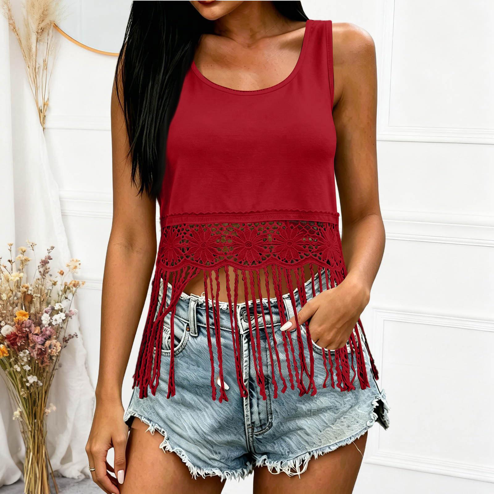 Women s Sleeveless Lace Fringe Tank Top Casual Summer Blouse Lightweight Breathable Crochet Hem Tunic Shirt for Outdoor Wear M
Women s Sleeveless Lace Fringe Tank Top Casual Summer Blouse Lightweight Breathable Crochet Hem Tunic Shirt for Outdoor Wear M