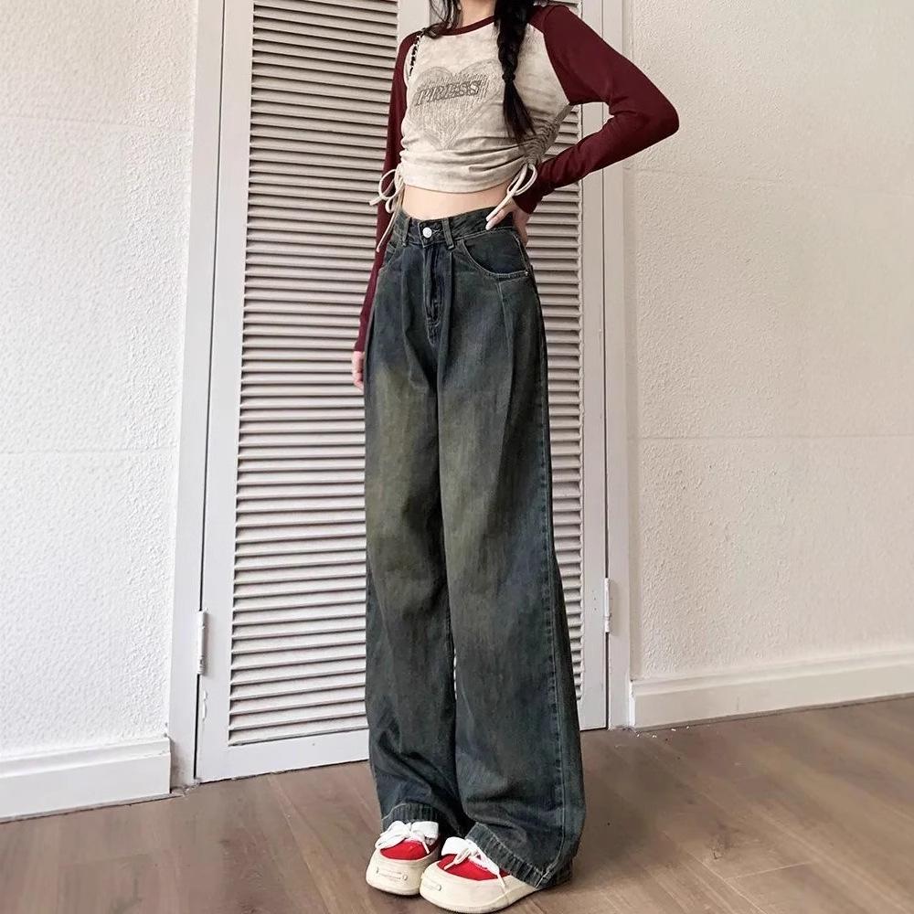 Women s Cement Gray High Waist Wide Leg Jeans - Spring/Autumn Plus Size Retro Slimming Straight Long Pants S сірий колір
Women s Cement Gray High Waist Wide Leg Jeans - Spring/Autumn Plus Size Retro Slimming Straight Long Pants S сірий колір