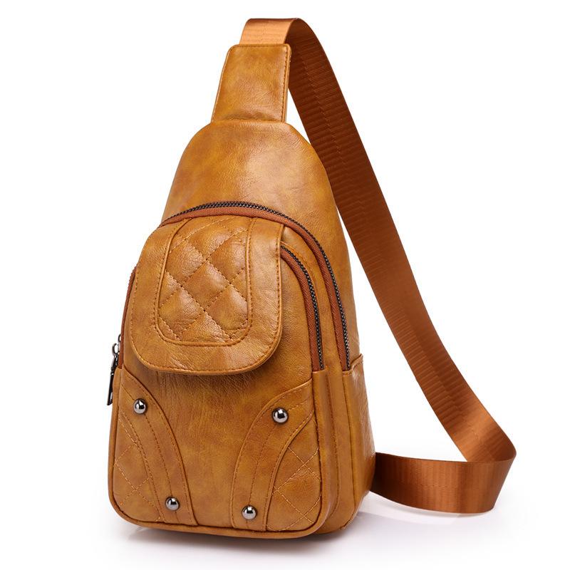 Retro washed leather chest bag, new style with rivets and embroidery thread, women s single shoulder crossbody bag, soft leather backpack
Retro washed leather chest bag, new style with rivets and embroidery thread, women s single shoulder crossbody bag, soft leather backpack