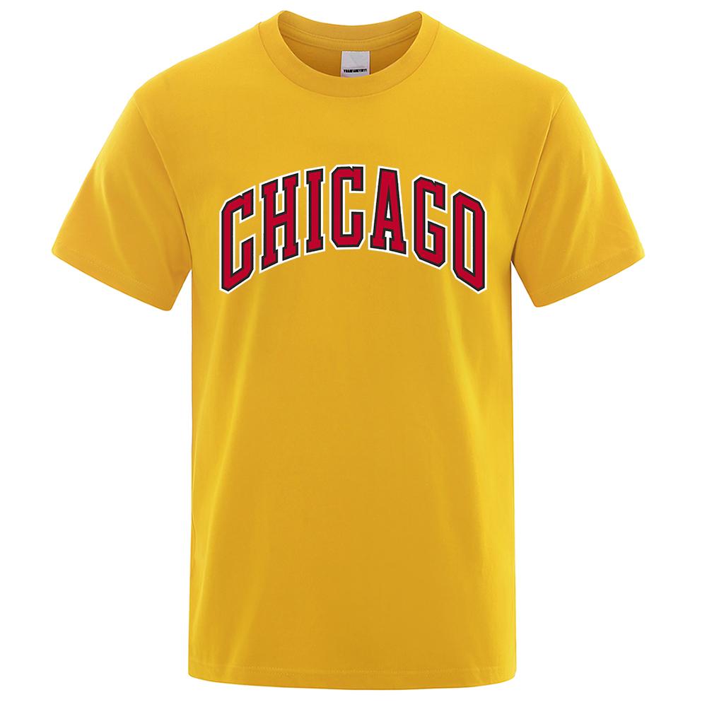 Футболки унисекс с принтом «Город Чикаго и улицы» летние свободные футболки большого размера с короткими рукавами из хлопка с дышащей тканью Топы в стиле хип-хоп 4XL