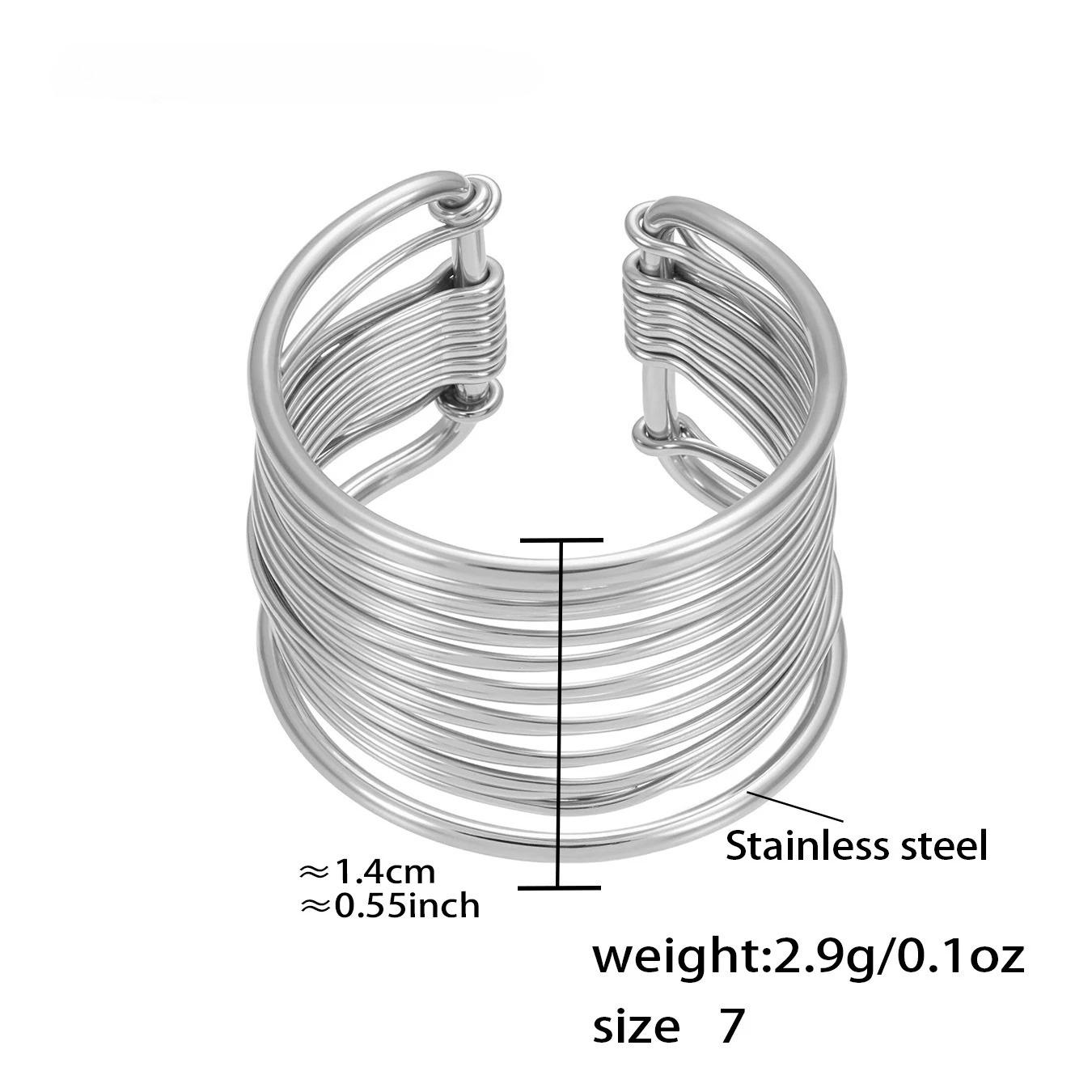 New Fashionable Titanium Steel Jewelry Set Exaggerated Titanium Steel Wide Thread Wrapped Cuff Bracelet Clip Ring Gift
New Fashionable Titanium Steel Jewelry Set Exaggerated Titanium Steel Wide Thread Wrapped Cuff Bracelet Clip Ring Gift