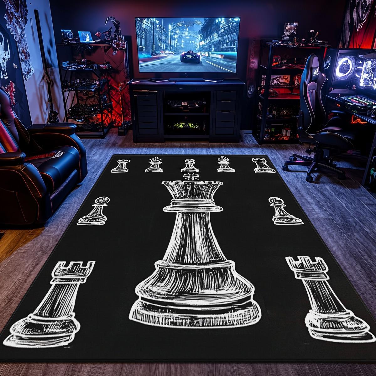 Chess Pieces Design Black White Crystal Velvet Rug Gamer Room Decor Strategy Game Theme Floor Mat Anti Slip Soft Carpet for Home 50x80cm
Chess Pieces Design Black White Crystal Velvet Rug Gamer Room Decor Strategy Game Theme Floor Mat Anti Slip Soft Carpet for Home 50x80cm