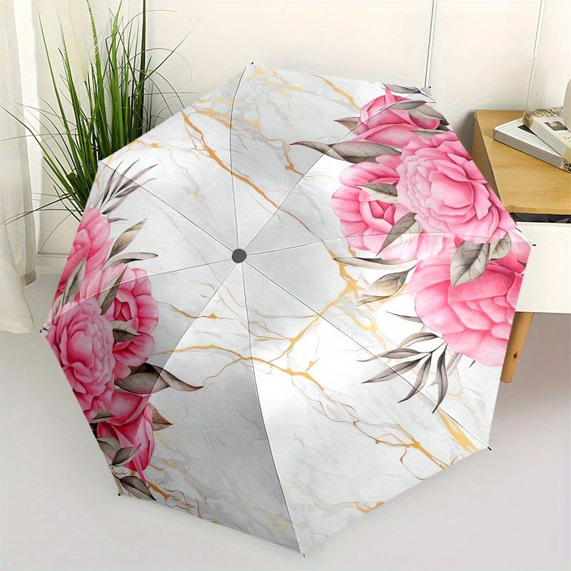 Marble TextureFloral Design Automatic Folding Umbrella Simple 8 Rib Design, Bright Cartoon Pattern, Durable Iron Frame, Suitable For Travel
Marble TextureFloral Design Automatic Folding Umbrella Simple 8 Rib Design, Bright Cartoon Pattern, Durable Iron Frame, Suitable For Travel