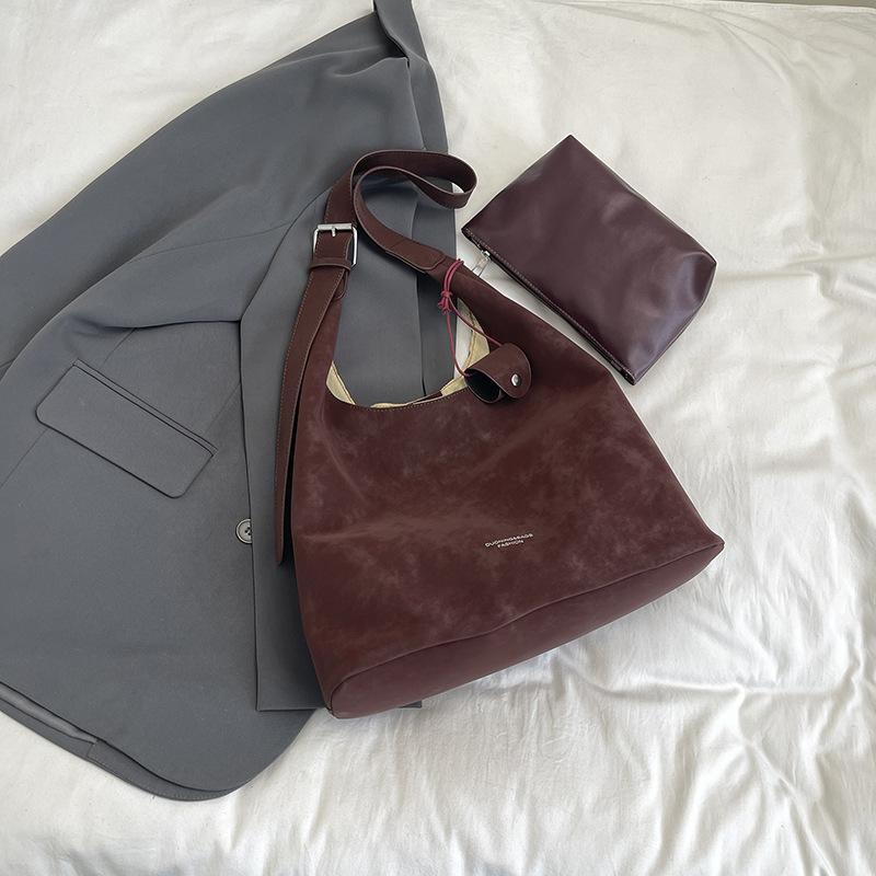 Модная ретро замшевая сумка-тоут под мышкой, женская новая простая повседневная сумка большой вместимости для работы, универсальная сумочка красный