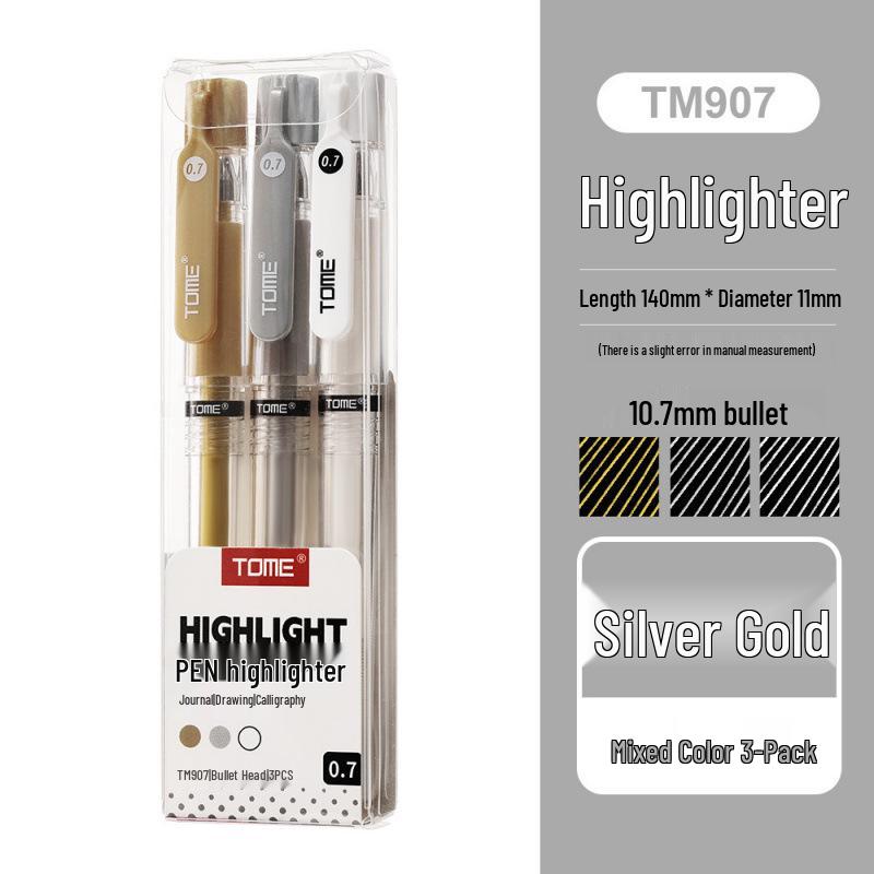 TOME Highlighter TM910: Waterproof, Lightfast White Marker in Gold, Silver, and White - 1.0mm for Art and Drawing. Others
TOME Highlighter TM910: Waterproof, Lightfast White Marker in Gold, Silver, and White - 1.0mm for Art and Drawing. Others