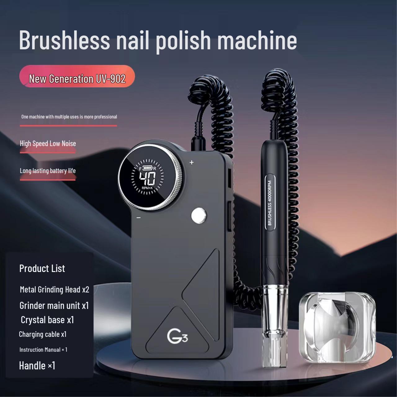 Manufacturer s New G3 Brushless Rechargeable Nail Polishing Machine - Perfect for Trimming, Polishing, and Removal.
Manufacturer s New G3 Brushless Rechargeable Nail Polishing Machine - Perfect for Trimming, Polishing, and Removal.