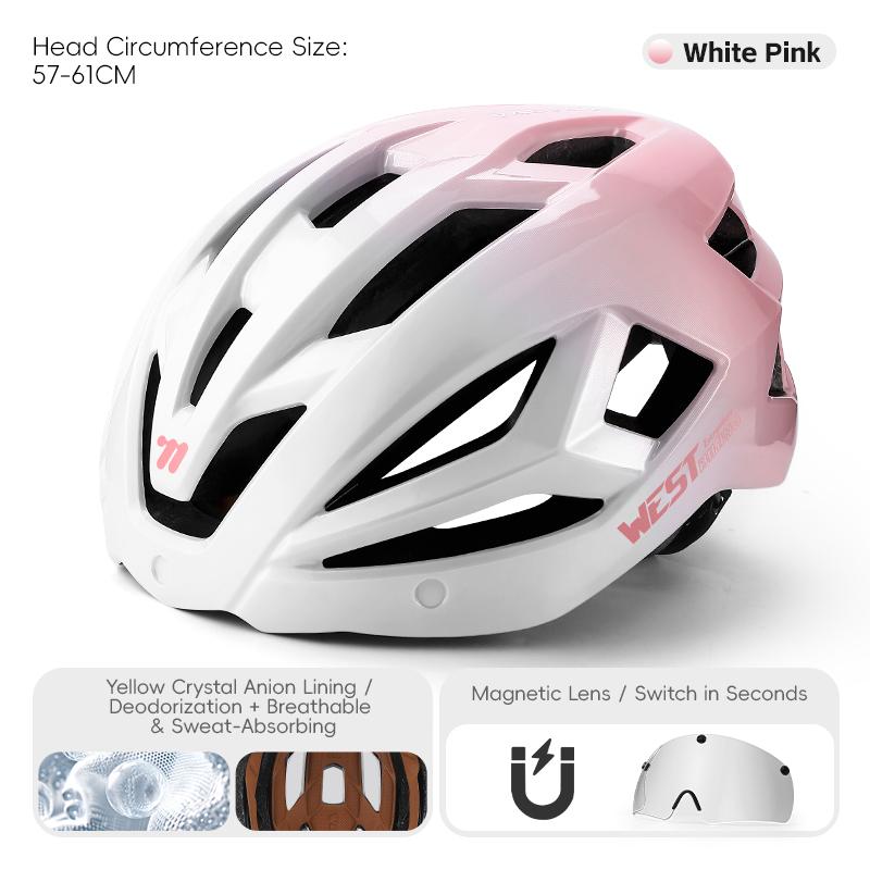 WEST BIKING Magnetic Goggle Bike Helmet Adults Integrated Visor Safety Cap Fit 57-61cm Lightweight Breathable Bicycle Helmets As Show
WEST BIKING Magnetic Goggle Bike Helmet Adults Integrated Visor Safety Cap Fit 57-61cm Lightweight Breathable Bicycle Helmets As Show