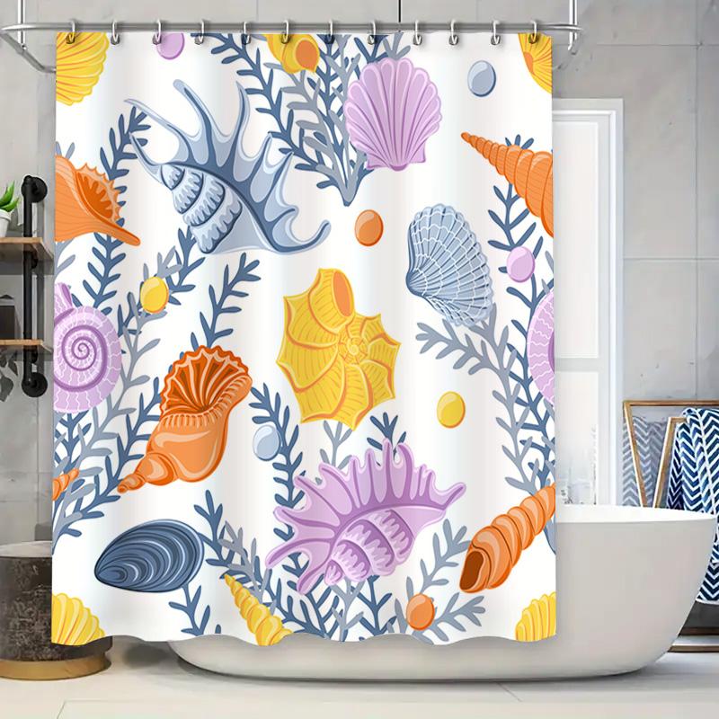 Seascape Shower Curtain With Coral And Shell Print Blue, Orange, Purple, Yellow Decorative Bath Mat Shower Curtain Waterproof Po W60H190(CM)-1 Pcs
Seascape Shower Curtain With Coral And Shell Print Blue, Orange, Purple, Yellow Decorative Bath Mat Shower Curtain Waterproof Po W60H190(CM)-1 Pcs