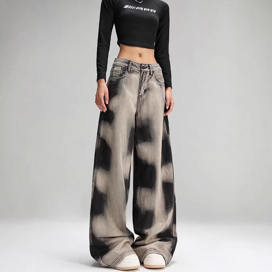 2025 Spring High Waist Wide Leg Retro Tie-Dye Distressed Women s Jeans Large черный серый
2025 Spring High Waist Wide Leg Retro Tie-Dye Distressed Women s Jeans Large черный серый