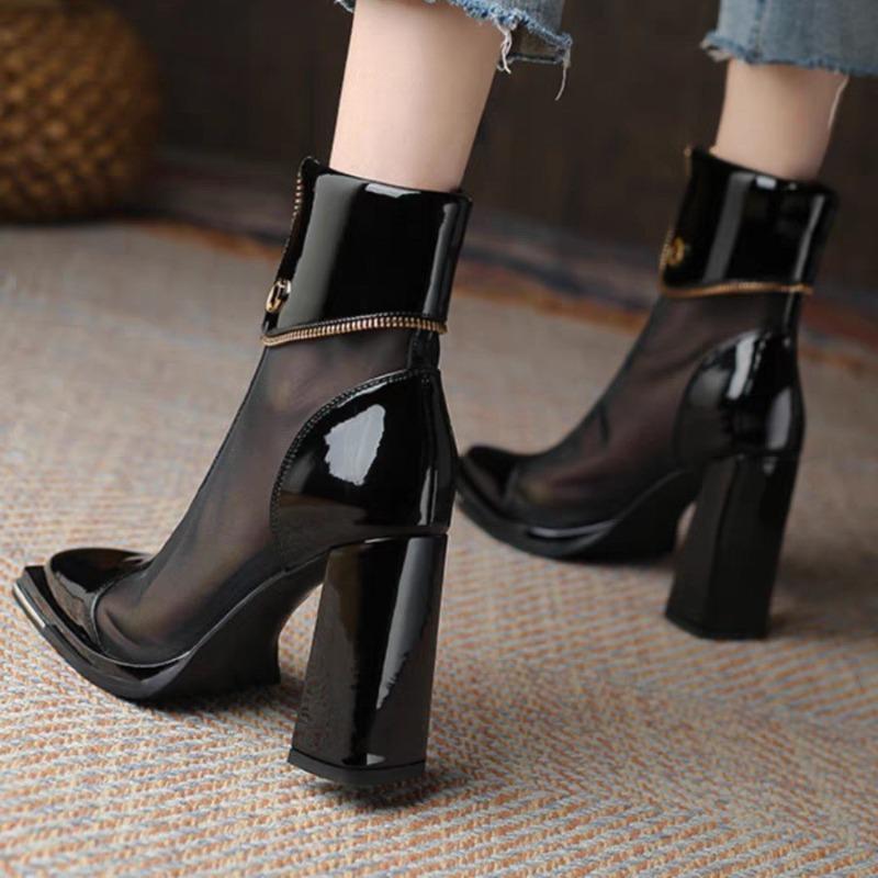 popular Comemore Zipper Patent Leather Boot Woman Square Toe Thick Heeled Shoes Sexy Black Mesh High Heels Ankle Boots Women 2024 Autumn
popular Comemore Zipper Patent Leather Boot Woman Square Toe Thick Heeled Shoes Sexy Black Mesh High Heels Ankle Boots Women 2024 Autumn