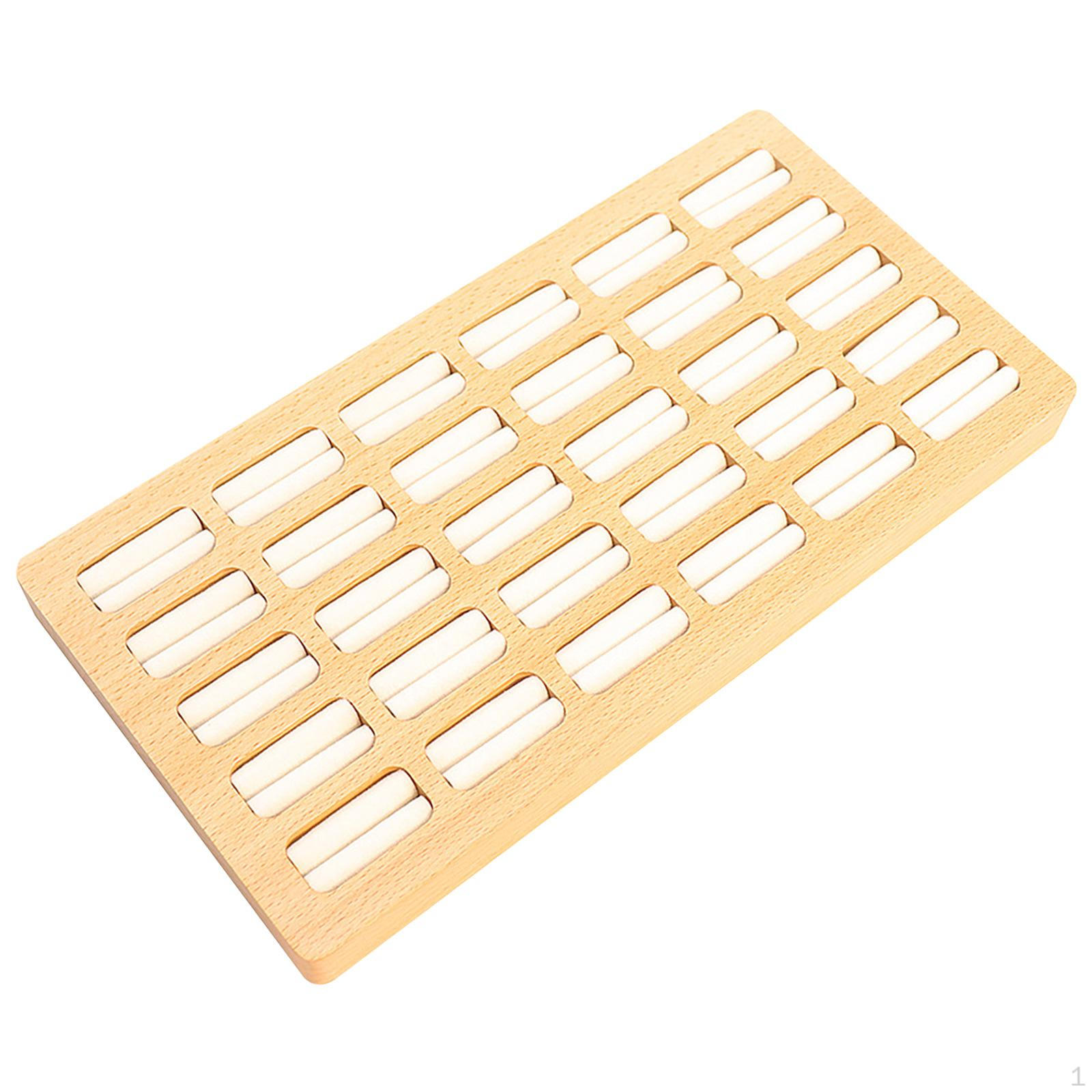 Кольца Органайзер Лоток Серьги Деревянная Подставка Дисплей для Хранения Beech Beige