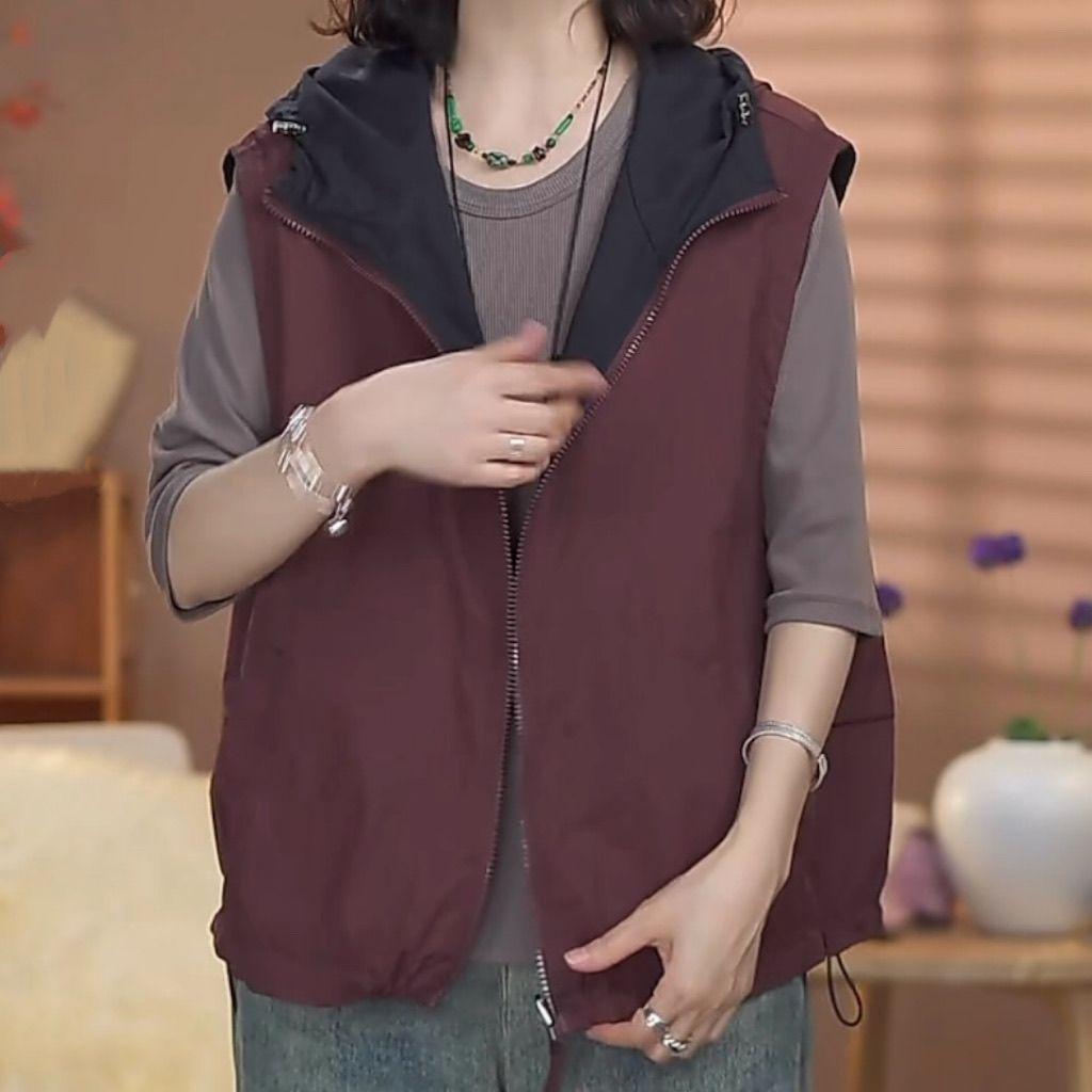 Double Sided Women s Vest Jacket Spring/Summer Loose Hooded Sleeveless Coat Women Casual Waistcoat Zipper Outwear XXXXL коричневий
Double Sided Women s Vest Jacket Spring/Summer Loose Hooded Sleeveless Coat Women Casual Waistcoat Zipper Outwear XXXXL коричневий