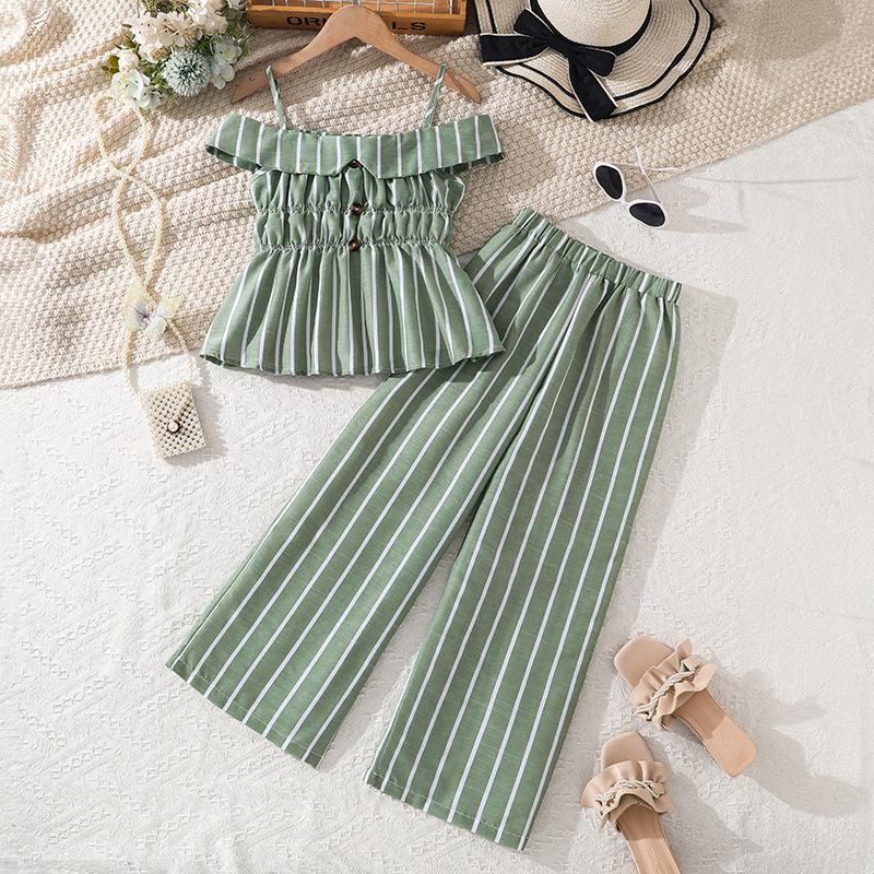 Girls Fashionable Green Outfit - Summer Children s Simple Striped Camisole + Wide-leg Pants Set 130cm=8Y зелёный
Girls Fashionable Green Outfit - Summer Children s Simple Striped Camisole + Wide-leg Pants Set 130cm=8Y зелёный