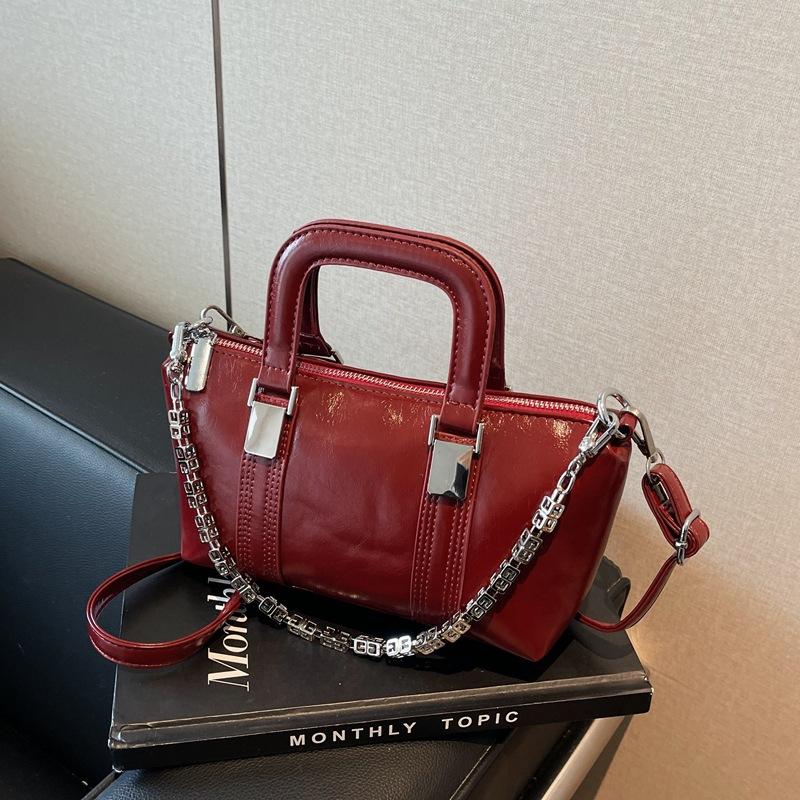Цепочка маленькая квадратная сумка дизайнерская сумочка женская трендовая ретро простая и универсальная дорожная сумка через плечо бордовый