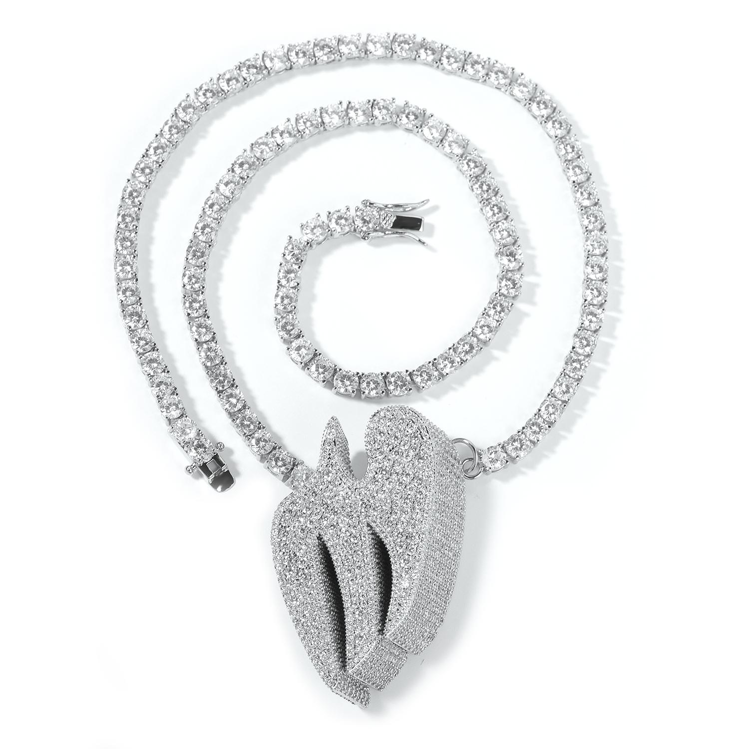 THE BLING KING 3D Flying Swallow Pendant Necklace Full Iced Out Cubic Zirconia Charm Tennis Necklace Hiphop Jewelry срібний
THE BLING KING 3D Flying Swallow Pendant Necklace Full Iced Out Cubic Zirconia Charm Tennis Necklace Hiphop Jewelry срібний