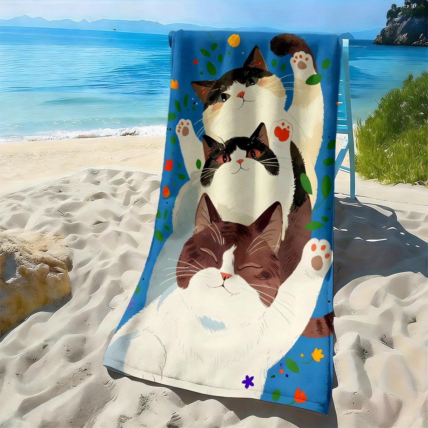 Three cats in a layered pattern polyester microfiber beach towel is highly absorbent, suitable for swimming and beach outings W30*H60(CM)
Three cats in a layered pattern polyester microfiber beach towel is highly absorbent, suitable for swimming and beach outings W30*H60(CM)