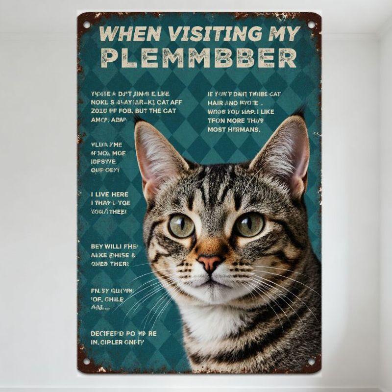 Vintage Metal Sign Teal Diamond Pattern Tabby Cat White Chest Green Eyes Distressed Rusty WHEN VISITING MY PLEMMBBER Text Wall 20x30cm(7.8x11.8inch)
Vintage Metal Sign Teal Diamond Pattern Tabby Cat White Chest Green Eyes Distressed Rusty WHEN VISITING MY PLEMMBBER Text Wall 20x30cm(7.8x11.8inch)
