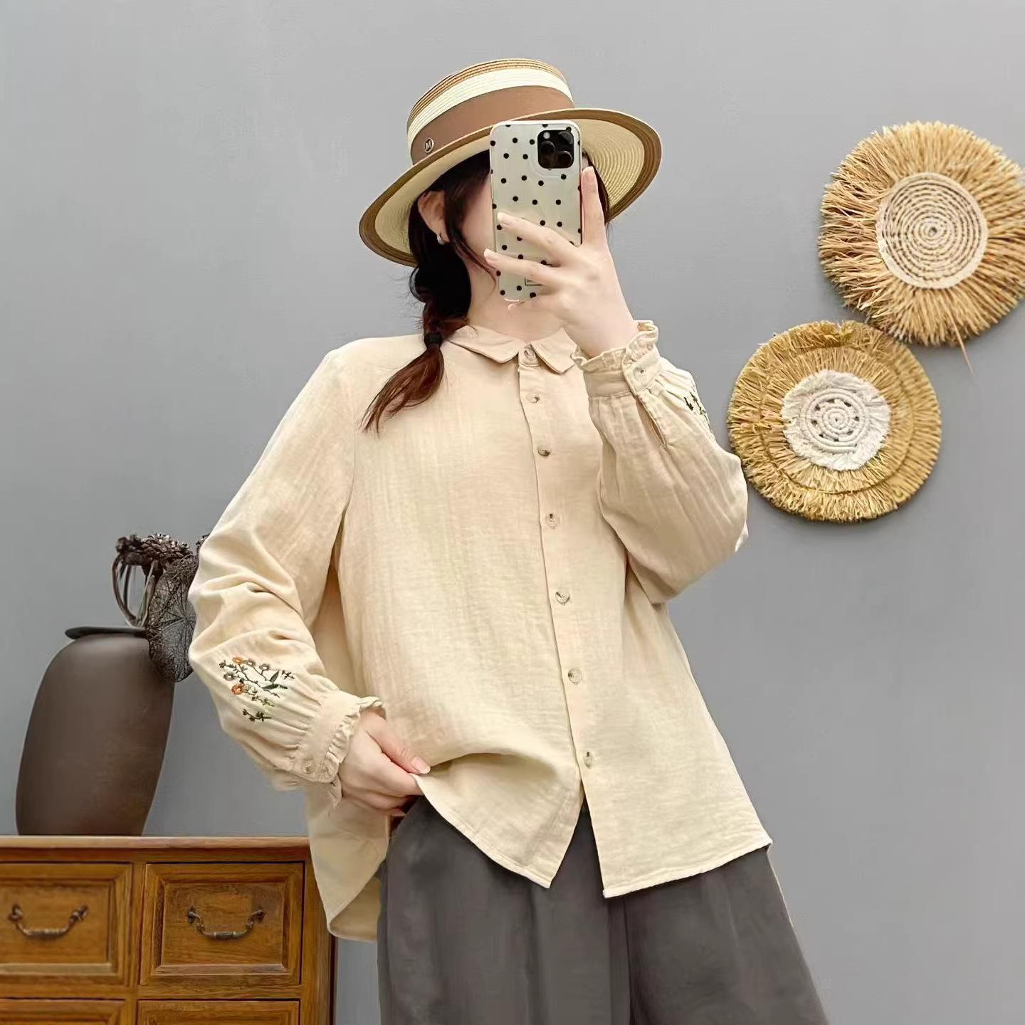 Spring 2026 New Embroidered Cotton Shirt with Lace Cuffs, Lapel, and Multi-Buttons - Women s Casual Long Sleeve. Medium світло-оранжевий колір
Spring 2026 New Embroidered Cotton Shirt with Lace Cuffs, Lapel, and Multi-Buttons - Women s Casual Long Sleeve. Medium світло-оранжевий колір