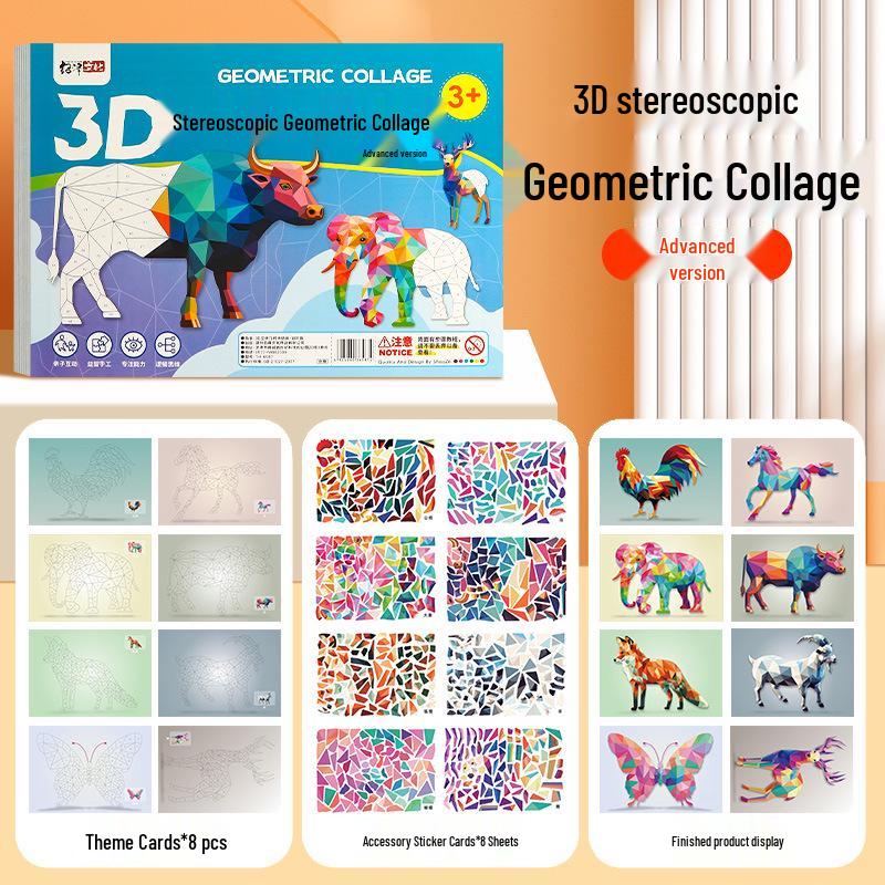 Kids Handmade 3D Geometric Collage Puzzle Toy DIY Sticker Making for Focus Training
Kids Handmade 3D Geometric Collage Puzzle Toy DIY Sticker Making for Focus Training