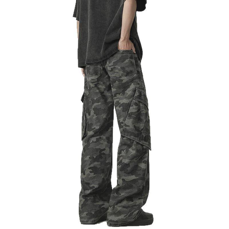 Spring Camouflage Work Pants for Men and Women, Straight Tube Loose Fitting, Multi Pocket Wide Leg Casual Pants M 
Spring Camouflage Work Pants for Men and Women, Straight Tube Loose Fitting, Multi Pocket Wide Leg Casual Pants M