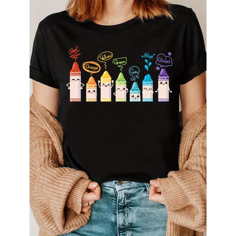 Womens Rainbow Crayon Print Back To School Teacher Casual Tee 4XL чорний
Womens Rainbow Crayon Print Back To School Teacher Casual Tee 4XL чорний