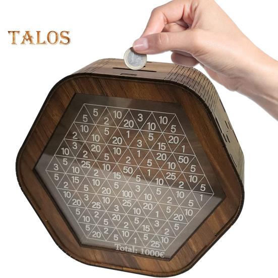 Деревянная копилка, шестиугольная коробка для сбережений с целями сбережений и цифровыми весами для детей, взрослых 
Деревянная копилка, шестиугольная коробка для сбережений с целями сбережений и цифровыми весами для детей, взрослых