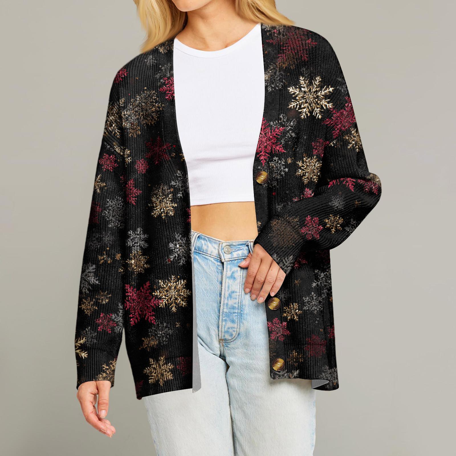 Женский модный кардиган с длинным рукавом, принтом, V-образным вырезом, на пуговицах, свободного кроя L чёрный
Женский модный кардиган с длинным рукавом, принтом, V-образным вырезом, на пуговицах, свободного кроя L чёрный