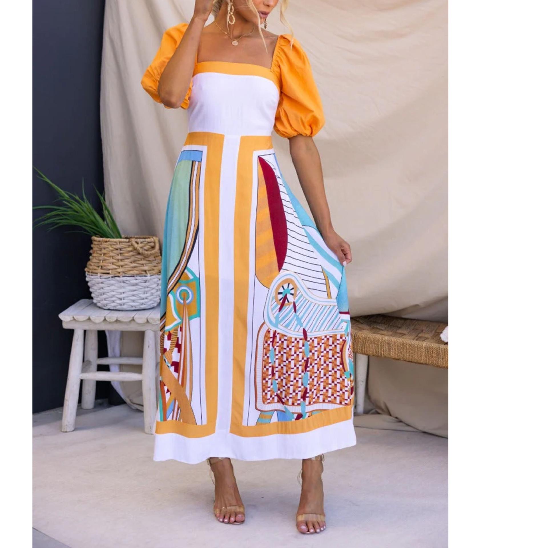 European and American Summer Models, Positioning Digital Printing, One-word Collar for Vacation, Medium and Long Dresses 121 S оранжевый
European and American Summer Models, Positioning Digital Printing, One-word Collar for Vacation, Medium and Long Dresses 121 S оранжевый