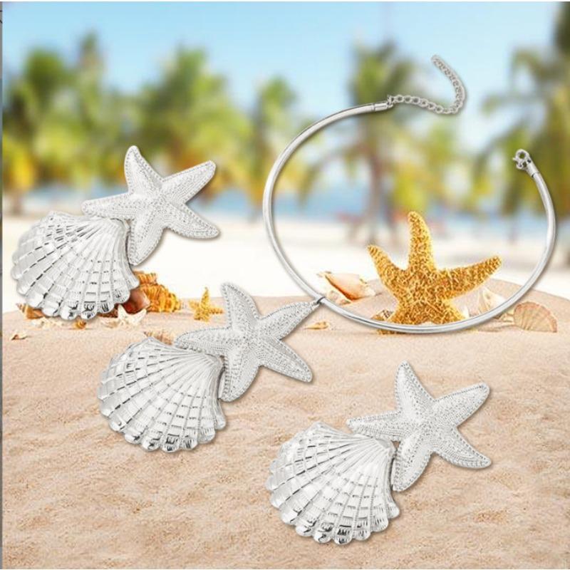 Ocean Starfish Shell Series Earrings Necklace Set Holiday Style Premium Light Luxury Niche Jewelry Women срібло сірий колір
Ocean Starfish Shell Series Earrings Necklace Set Holiday Style Premium Light Luxury Niche Jewelry Women срібло сірий колір