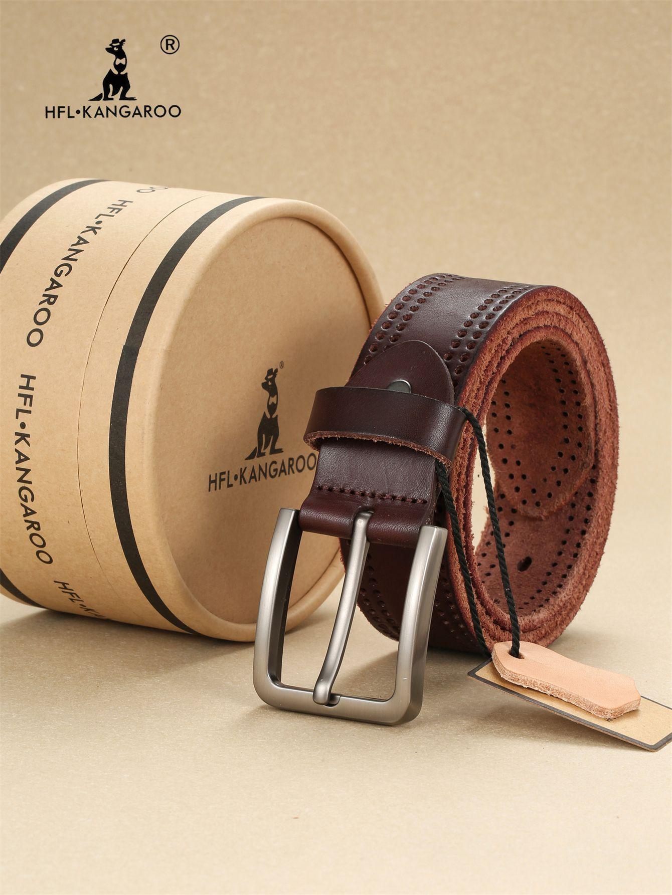 Мужской ретро-ремень из натуральной кожи, простой ремень с пряжкой-штифтом из первого слоя может быть 130cm кофейный