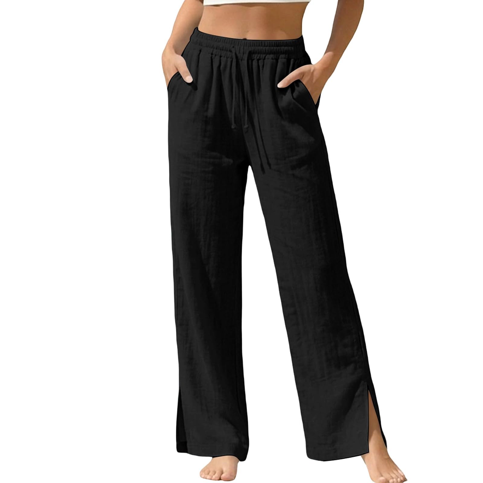 Women Casual Loose Fit High Waist Wide Leg Pants with Pockets Lightweight Cotton Linen Blend Trousers for Everyday Wear M чёрный
Women Casual Loose Fit High Waist Wide Leg Pants with Pockets Lightweight Cotton Linen Blend Trousers for Everyday Wear M чёрный