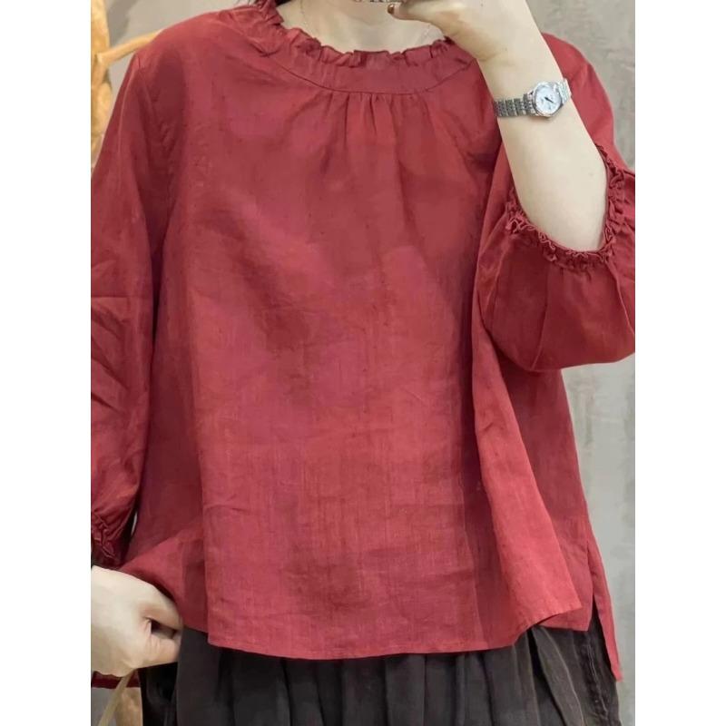 Womens Solid Color Ruffle Neckline Lantern Sleeve Blouse M красный
Womens Solid Color Ruffle Neckline Lantern Sleeve Blouse M красный