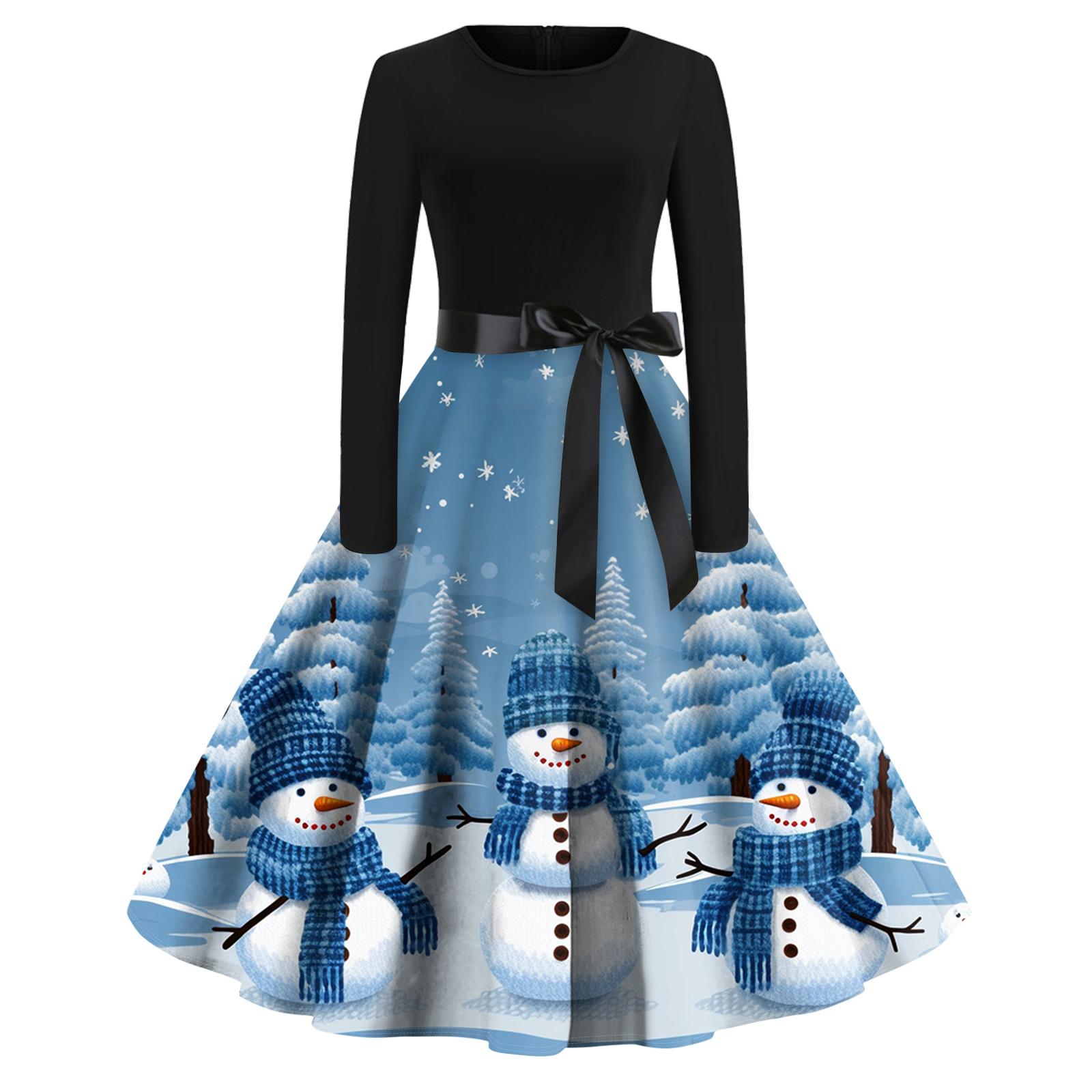 Женское модное повседневное платье приталенного кроя с круглым вырезом, рождественским принтом и длинными рукавами M
Женское модное повседневное платье приталенного кроя с круглым вырезом, рождественским принтом и длинными рукавами M