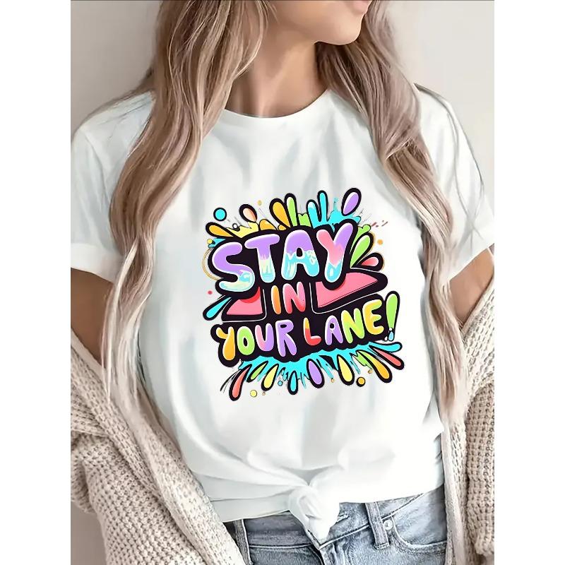 STAY IN YOUR LANE T-Shirt - Bold Multicolor Graffiti Lettering on Black Short Sleeve Round Neck Top | Pure Polyester Casual Blouse Shirt S белый
STAY IN YOUR LANE T-Shirt - Bold Multicolor Graffiti Lettering on Black Short Sleeve Round Neck Top | Pure Polyester Casual Blouse Shirt S белый