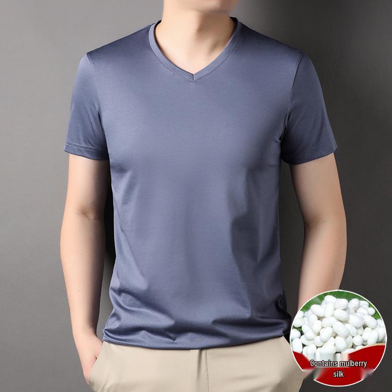 Men s V-Neck Mulberry Silk Short Sleeve T-Shirt, Solid Color, Versatile & Trendy, for Middle-aged and Young People. L
Men s V-Neck Mulberry Silk Short Sleeve T-Shirt, Solid Color, Versatile & Trendy, for Middle-aged and Young People. L