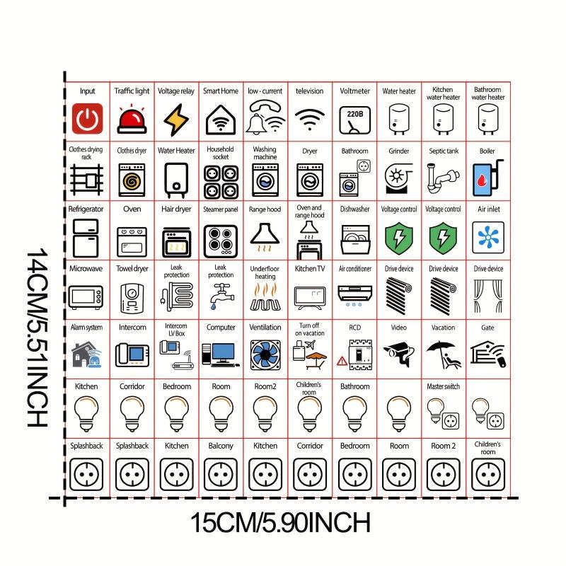 70 Piece set of electrical switch label stickers 70pcs різнокольоровий
70 Piece set of electrical switch label stickers 70pcs різнокольоровий