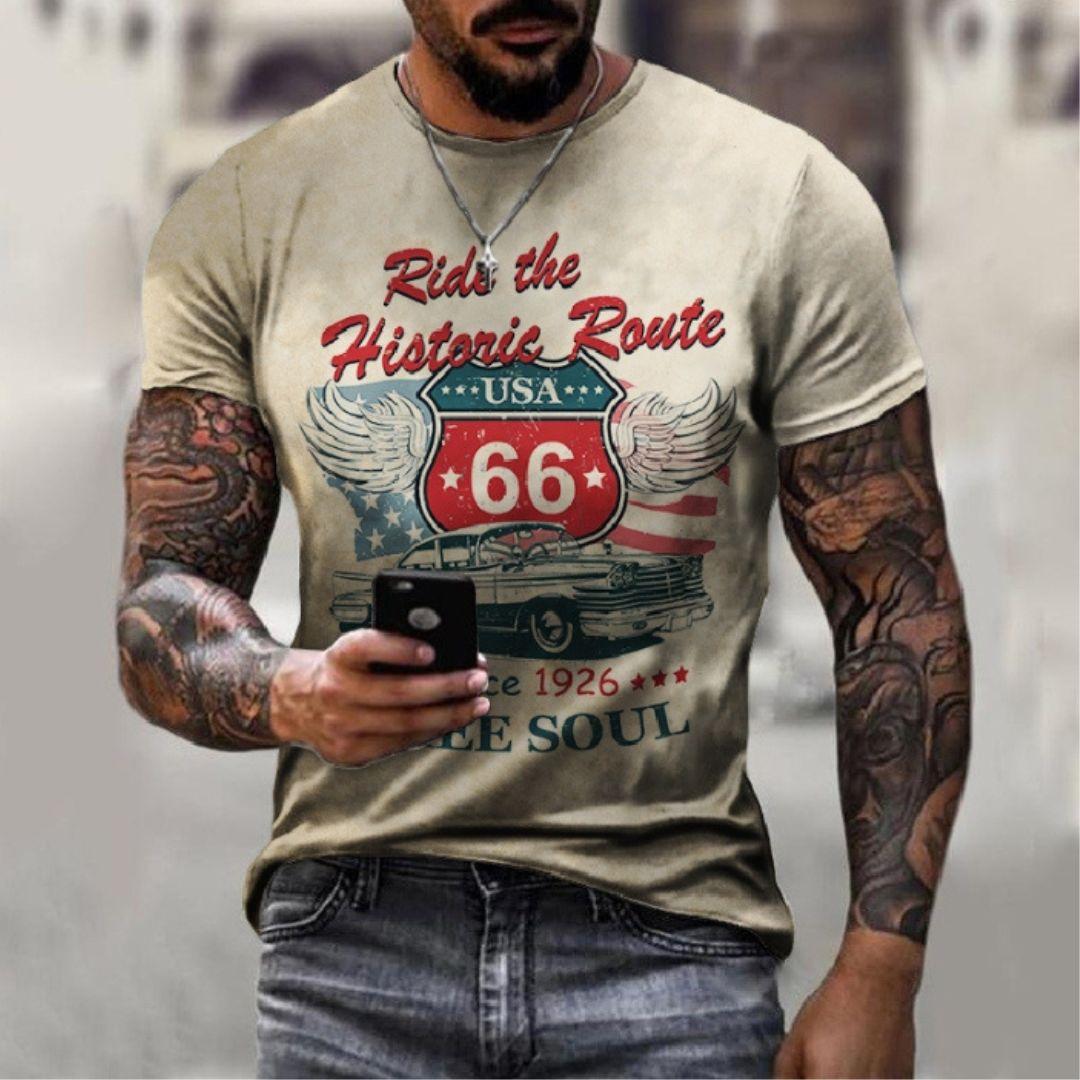 Летний тренд, повседневные винтажные футболки с короткими рукавами Route 66 и буквами, уличная одежда с 3D принтом, модные футболки с круглым вырезом, большие мужские футболки
Летний тренд, повседневные винтажные футболки с короткими рукавами Route 66 и буквами, уличная одежда с 3D принтом, модные футболки с круглым вырезом, большие мужские футболки