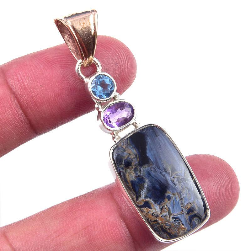 Natural Pietersite,Pink Amethyst 925 Solid Sterling Silver Gift Pendant 2 H4d86
Natural Pietersite,Pink Amethyst 925 Solid Sterling Silver Gift Pendant 2 H4d86