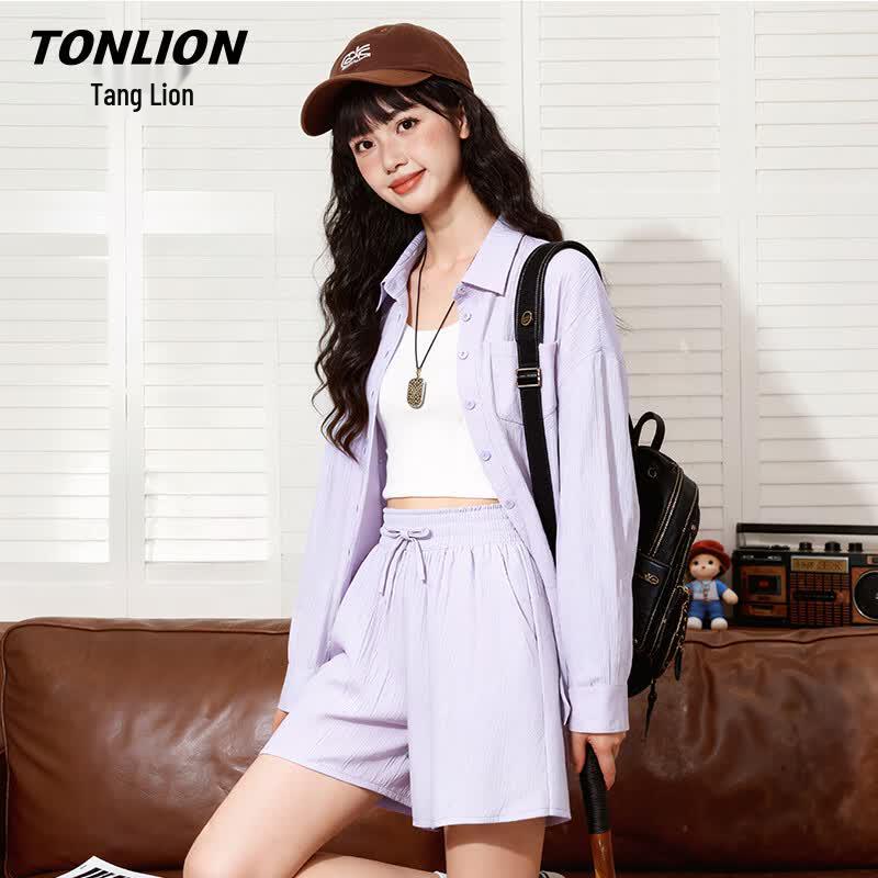 TonLion Women s Summer Loose Shirt & Shorts Set M
TonLion Women s Summer Loose Shirt & Shorts Set M