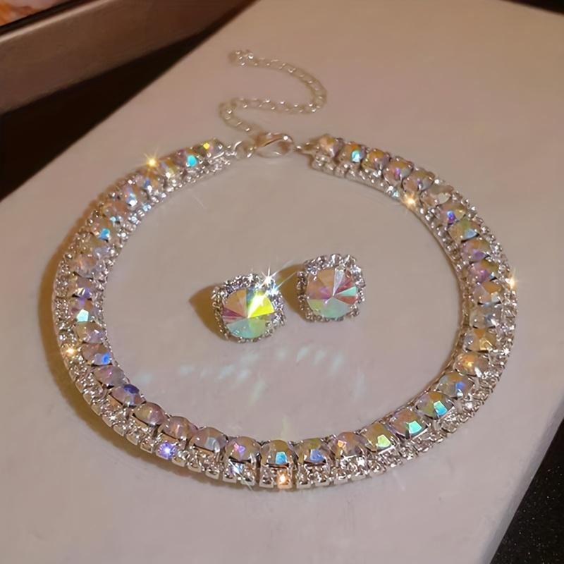 2Pcs colorful rhinestone jewelry set, Elegant necklace & earrings suit for party evening dress gift
2Pcs colorful rhinestone jewelry set, Elegant necklace & earrings suit for party evening dress gift