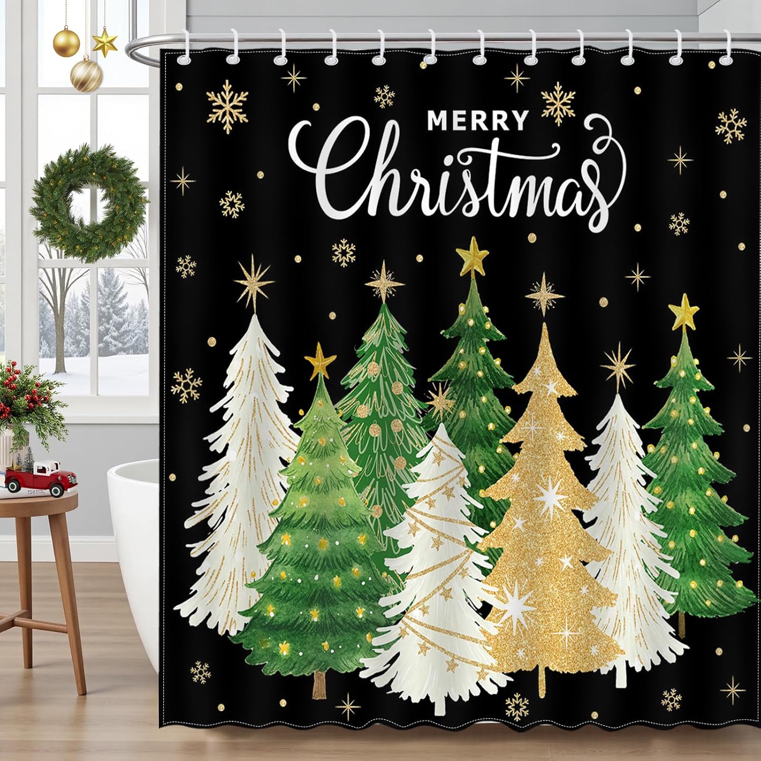 Christmas Shower Curtain Xmas Tree Merry Christmas Snowflake Bathroom Shower Curtain Winter Waterproof Fabric Shower Curtains W60H190(CM)-1 Pcs
Christmas Shower Curtain Xmas Tree Merry Christmas Snowflake Bathroom Shower Curtain Winter Waterproof Fabric Shower Curtains W60H190(CM)-1 Pcs