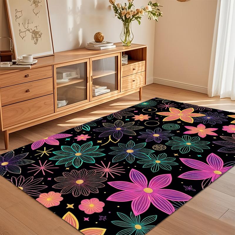 Neon Floral Glow Rug Kids Room Vibrant Doormat NonSlip Easy Clean Cheerful Decor Carpet for Living Room Bedroom Pet Friendly 40X60cm
Neon Floral Glow Rug Kids Room Vibrant Doormat NonSlip Easy Clean Cheerful Decor Carpet for Living Room Bedroom Pet Friendly 40X60cm