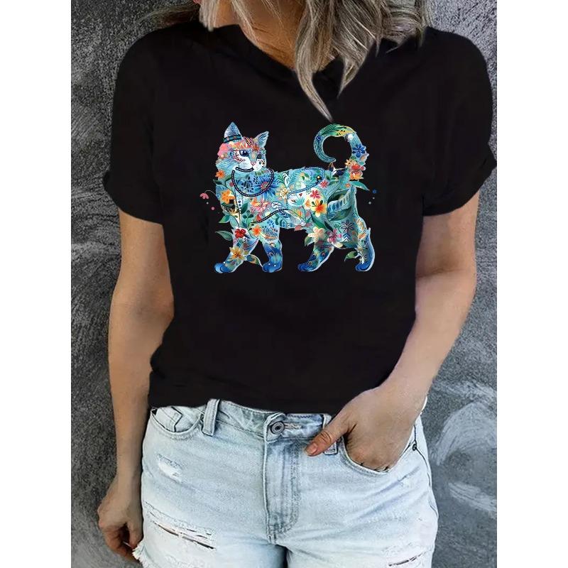 Women s Floral Cat Print Short-Sleeve T-Shirt - Vintage Casual Crew Neck Top, Soft and Stretchy Fabric, Comfortable for All Seasons 4XL чорний
Women s Floral Cat Print Short-Sleeve T-Shirt - Vintage Casual Crew Neck Top, Soft and Stretchy Fabric, Comfortable for All Seasons 4XL чорний