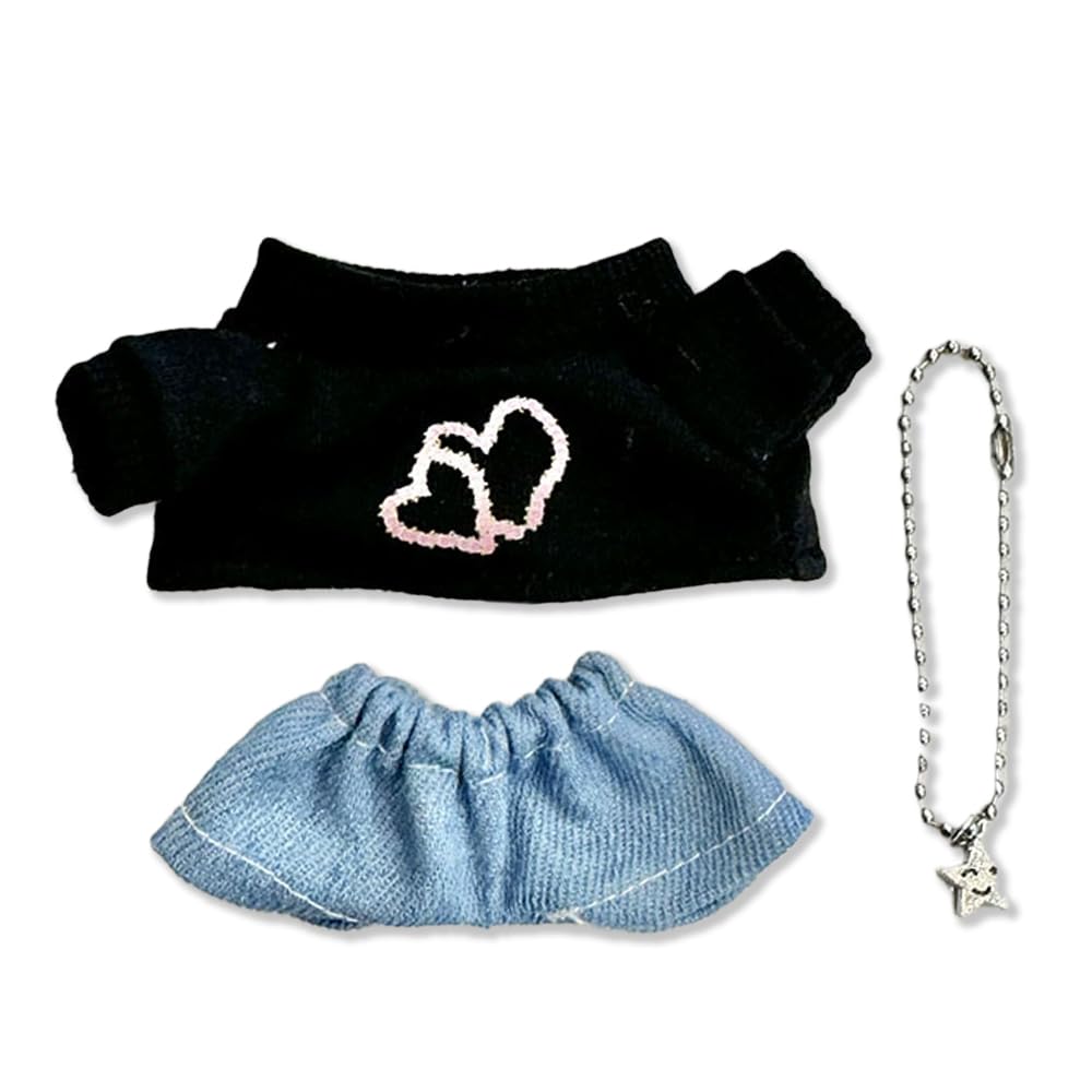 Heart T-shirt, Pants, and Necklace Set for 10cm Doll, Black, Plush Clothes, Kigurumi Accessories, Otaku Activities, Doll Mascot, Kpopdoll Costume
Heart T-shirt, Pants, and Necklace Set for 10cm Doll, Black, Plush Clothes, Kigurumi Accessories, Otaku Activities, Doll Mascot, Kpopdoll Costume