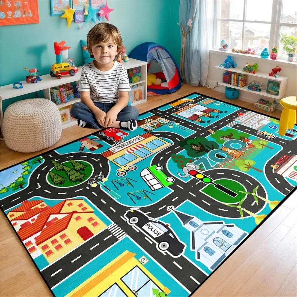 Міське життя Дитячий автомобільний дорожній килим Освітній килимок для гри з дорожнім рухом з супермаркетом, поліцейською машиною, для дитячої спальні, ігрової кімнати 80x120cm
Міське життя Дитячий автомобільний дорожній килим Освітній килимок для гри з дорожнім рухом з супермаркетом, поліцейською машиною, для дитячої спальні, ігрової кімнати 80x120cm